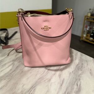 Coach Pebbled Leather bucket Crossbody with Gold Hardware in Blush